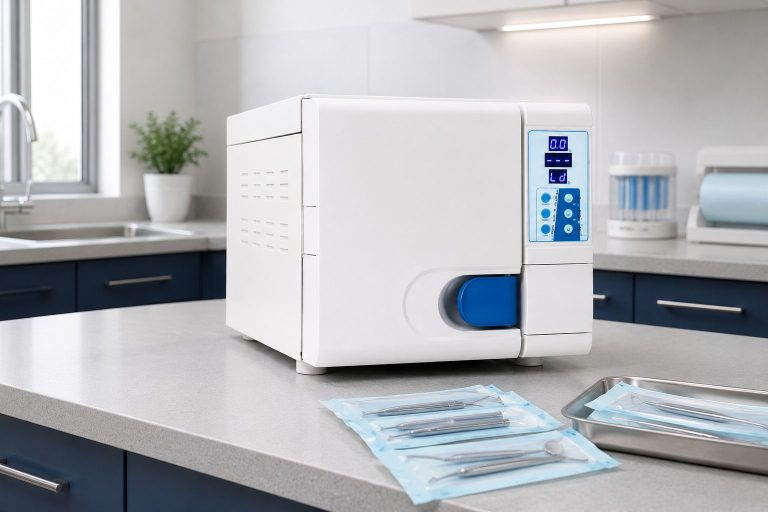 Class B dental steriliser in a professional dental clinic sterilisation room