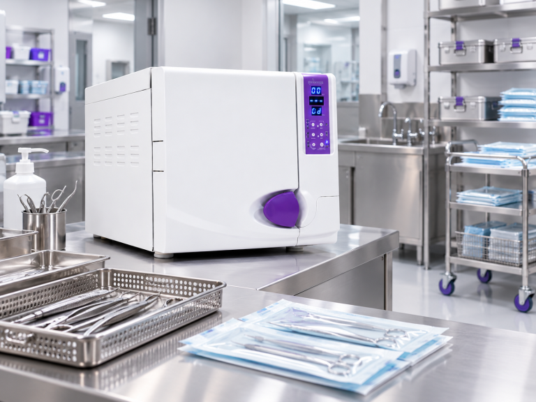 Hospital autoclave in a clinical sterilisation and decontamination room